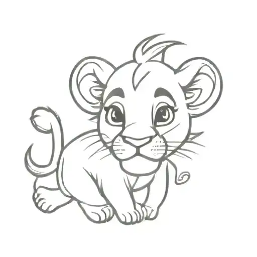 cute baby simba lion king tattoo design idea