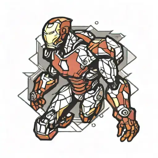 Patchwork style ironman triathlon symbol tattoo design idea