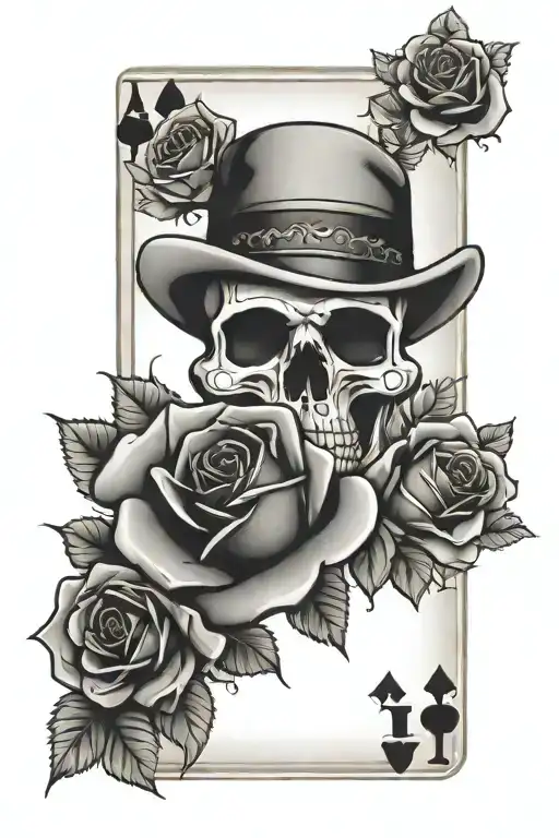 western designs and ace cards and roses tattoo design idea