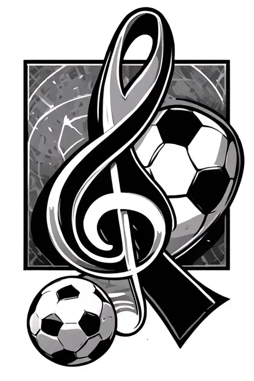 treble clef, bass clef, cancer ribbon, soccer ball tattoo design idea