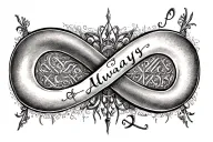 harry potter theme based infinity symbol with words "Always" written in it. (tatoo is for a young lady) tattoo design idea