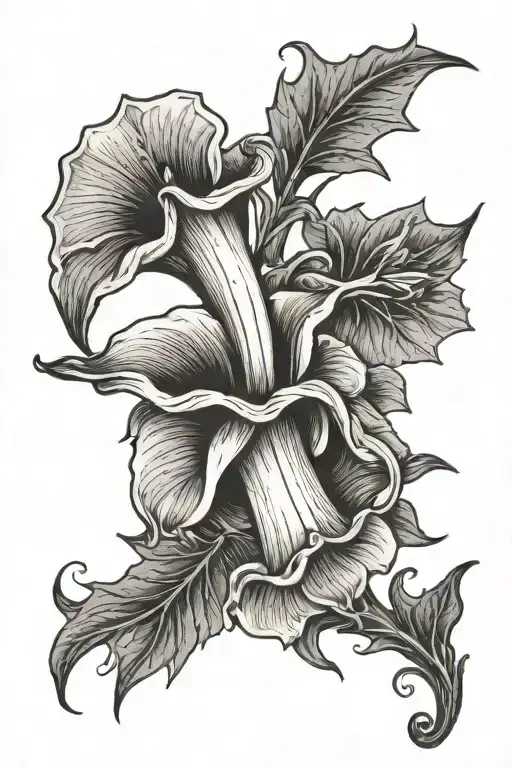 angel trumpet flower tattoo design idea