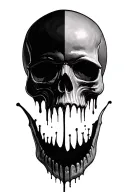 smile now cry later skulls with soft black and grey shading tattoo design idea