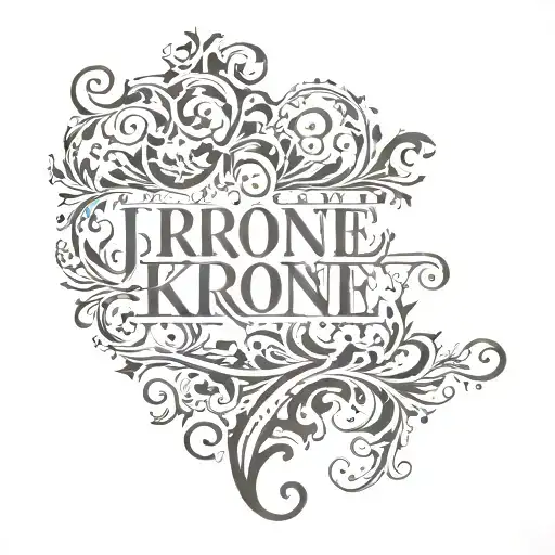 Krone Lia with filigree lettering tattoo design idea