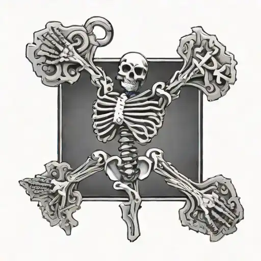 two skeleton arms reaching for each other shaped like key and a lock  tattoo design idea