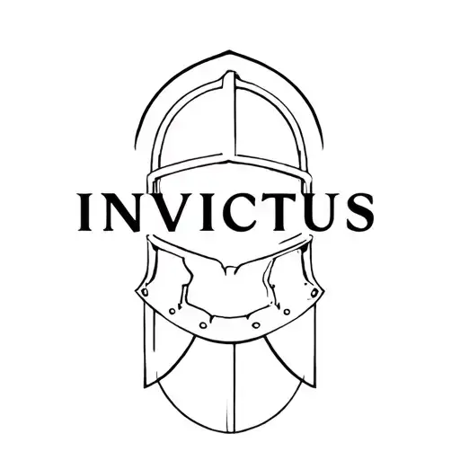 "INVICTUS" Gladiator helmet tattoo design idea