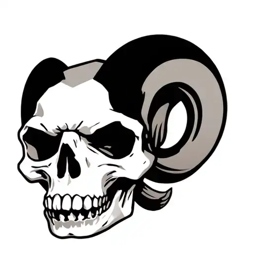a rams skull with reference to the la rams football team and to the band sleep token tattoo design idea