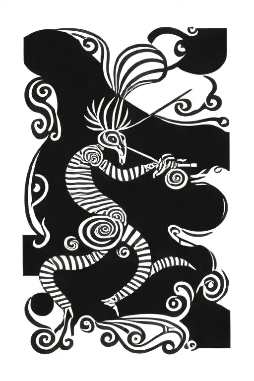 kokopelli playing a flute tattoo design idea