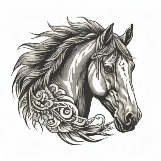 small simple native horse  tattoo design idea