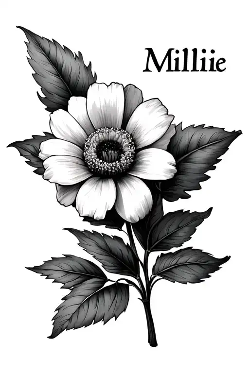 word name millie with a flower for men tattoo design idea