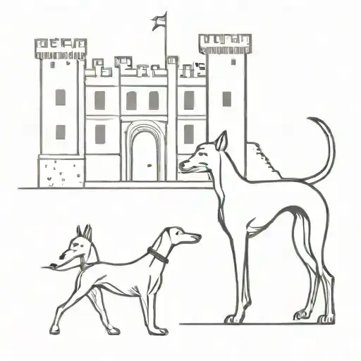 castle and greyhound tattoo design idea