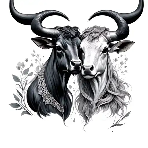 Combined Taurus And Aquarius tattoo design idea