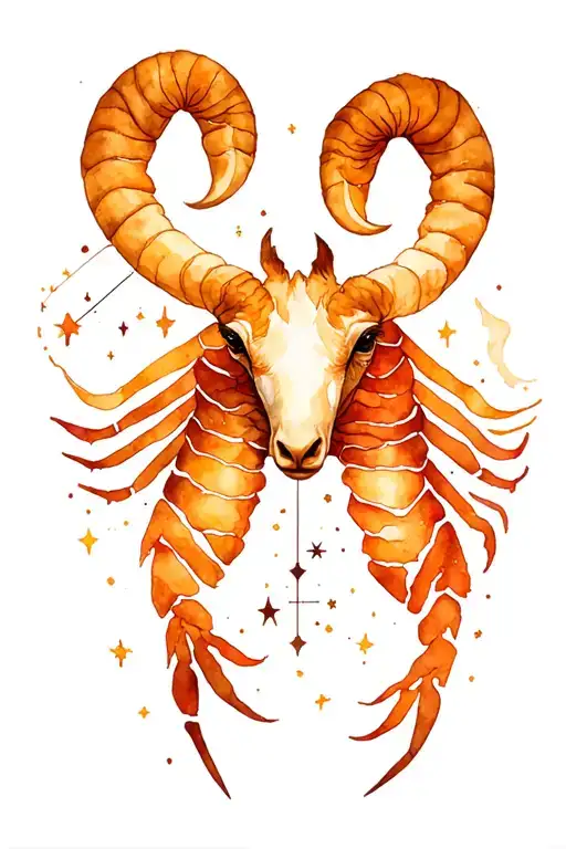 Starry Night with Aries and Scorpio constellation tattoo design idea