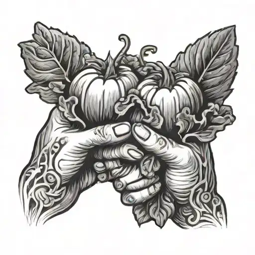 lettuce holding hands with a tomato tattoo design idea