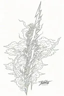 Lightning and Japanese style tattoo design idea