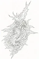 Lightning and Japanese style tattoo design idea