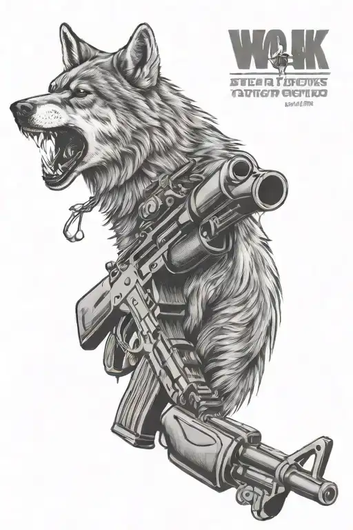 Car Ak47 wolf tattoo design idea