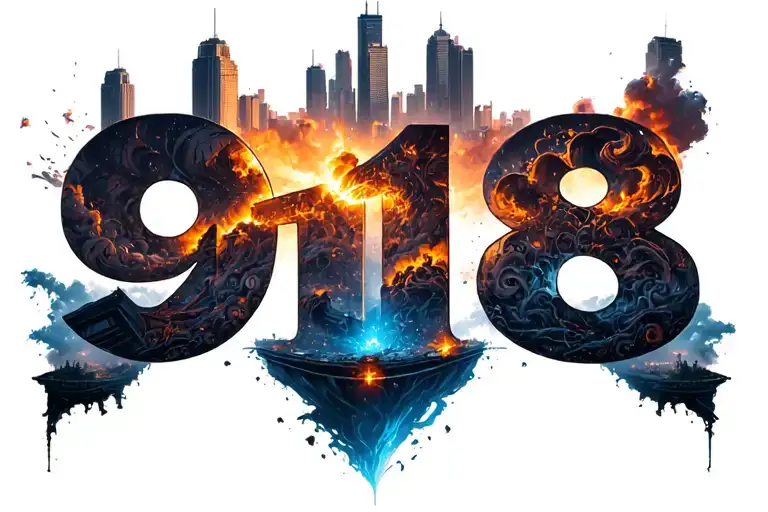 "918" beautiful disaster city skyline tornado forming tattoo design idea