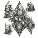 lord of the rings, Harry Potter, Star Wars and marvel tattoo design idea
