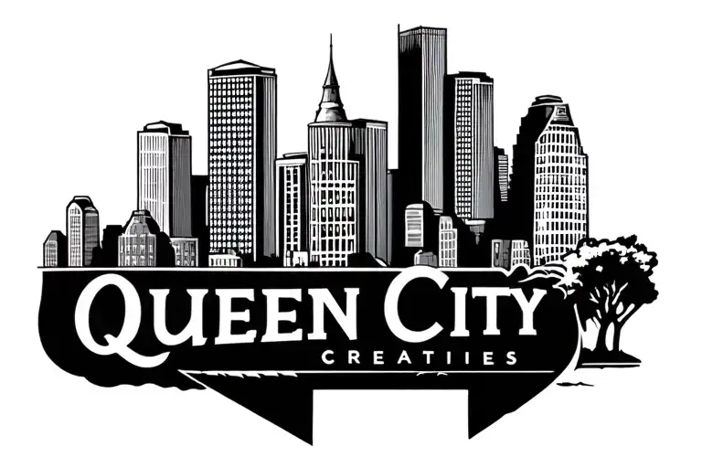 Queen City Creatives logo city scape tattoo design idea