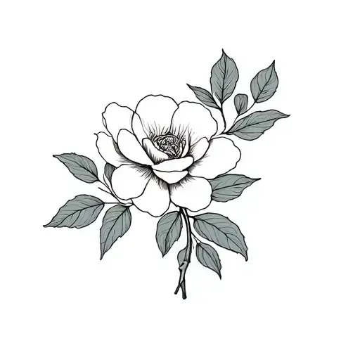 magnolia flower + camellia flower plus sage plant tattoo design idea