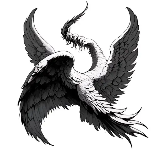 i want a tatto for my back it should be 2 big wings right one from heaven right ohne from hell tattoo design idea