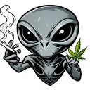 cartoon style Alien smoking a marijuana joint tattoo tattoo design idea