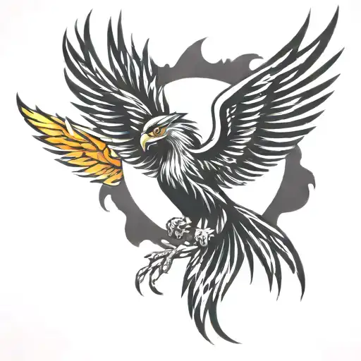 phoenix flying tattoo design idea