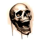 real skull soft shading open mouth horror skull tattoo design idea