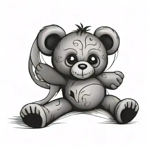 teddy bear dead tattoo design idea