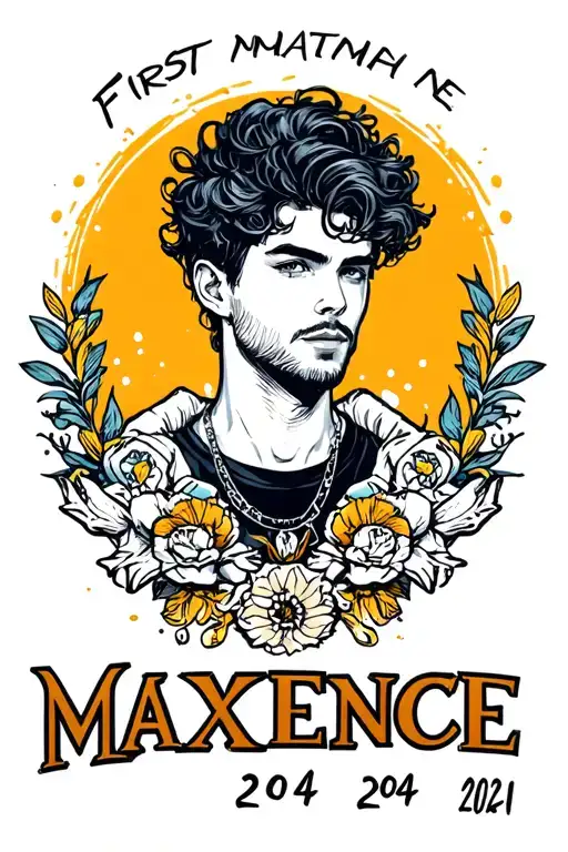 First name Maxence with date of birth 29 04 2021 tattoo design idea