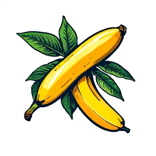 A yellow banana tattoo design idea