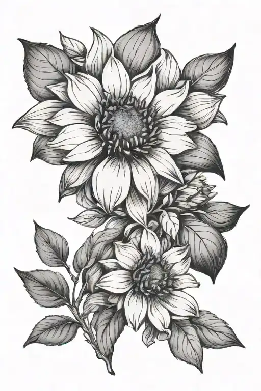 lower back magnolia, echinacea, lavender tattoo black and grey tattoo design idea
