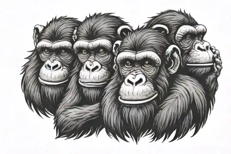 3 wise monkeys tattoo design idea