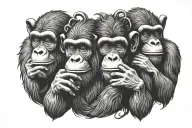 3 wise monkeys tattoo design idea