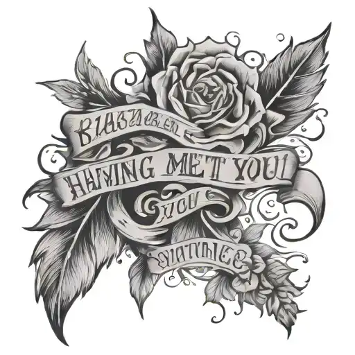 Phrase "having met you is related to something sacred" tattoo design idea
