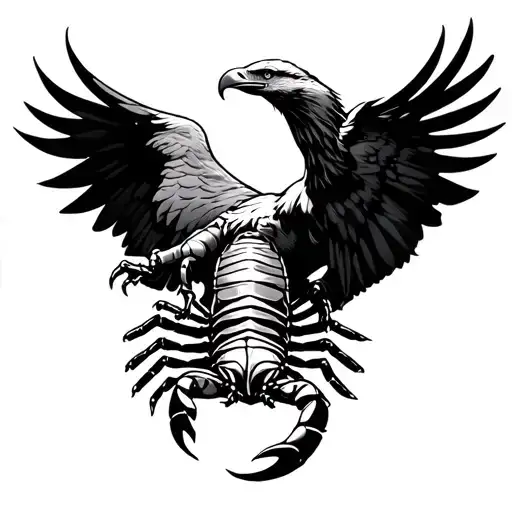 eagle carrying scorpion emerging tattoo design idea