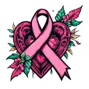 breast cancer awareness ribbon intertwined hearts tattoo design idea