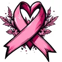 breast cancer awareness ribbon intertwined hearts tattoo design idea