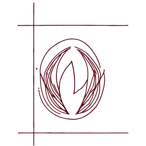 Minimalist tattoo sketch, fine thin lines, deep burgundy red ink, PNG format with transparent background. Frontal view  tattoo design idea