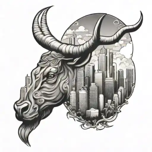 Taurus and Los Angeles skyline tattoo design idea