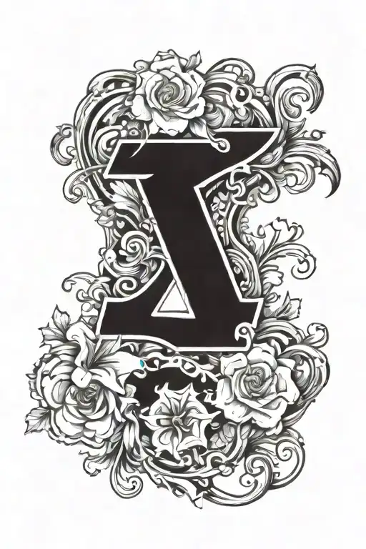 numbers 23 the name Yglesias number 24 with flowers  tattoo design idea