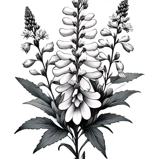 lupine, fireweed, larkspur, honeysuckle,  tattoo design idea