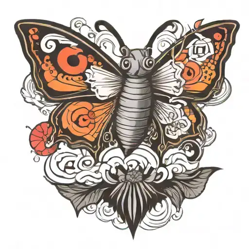 butterfly flying turing into a bat tattoo design idea