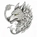wolf, sloth, dragon tattoo design idea
