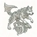 wolf, sloth, dragon tattoo design idea