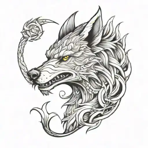 wolf, sloth, dragon tattoo design idea