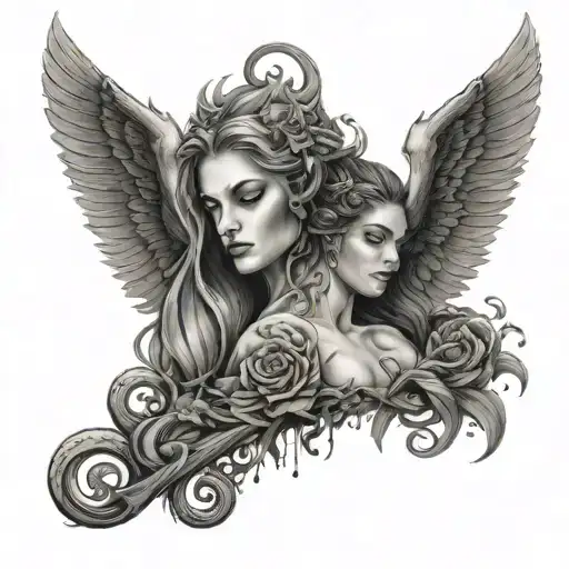 deablo and Lilith  tattoo design idea