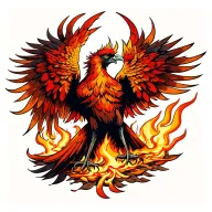 traditional style phoenix rising from the ashes tattoo design idea