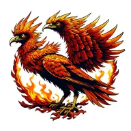 traditional style phoenix rising from the ashes tattoo design idea